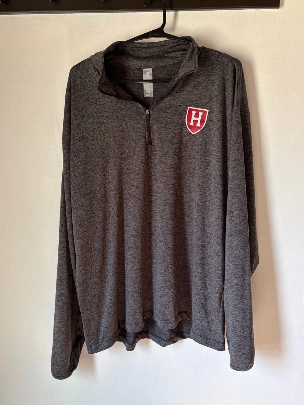 Men’s Harvard university dark gray quarter zip lightweight sweater
